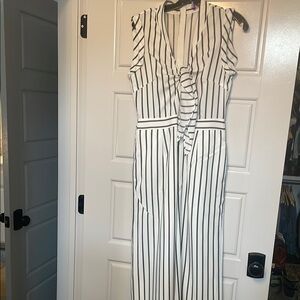 Lucy Paris Black and White Striped Jumpsuit